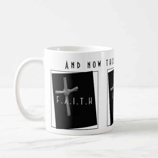 Mug Croix chrétienne et Écriture, Foi Espoir et amour (Gauche)