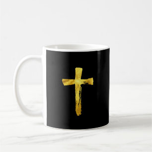 Mug Croix de Brush d'or - Christian Jesus Dieu Crucifi