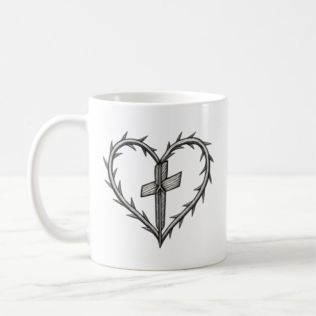 Mug Croix de la foi et Thorn Heart Christian (Gauche)