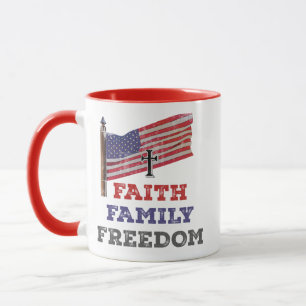 Mug Croix de la liberté de la famille de foi avec drap