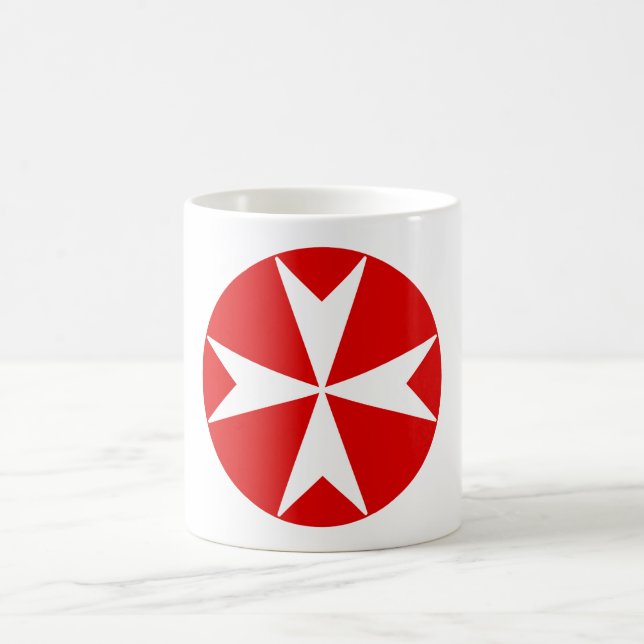 Mug Croix de Malte v2 (blanc sur rouge) (Centre)