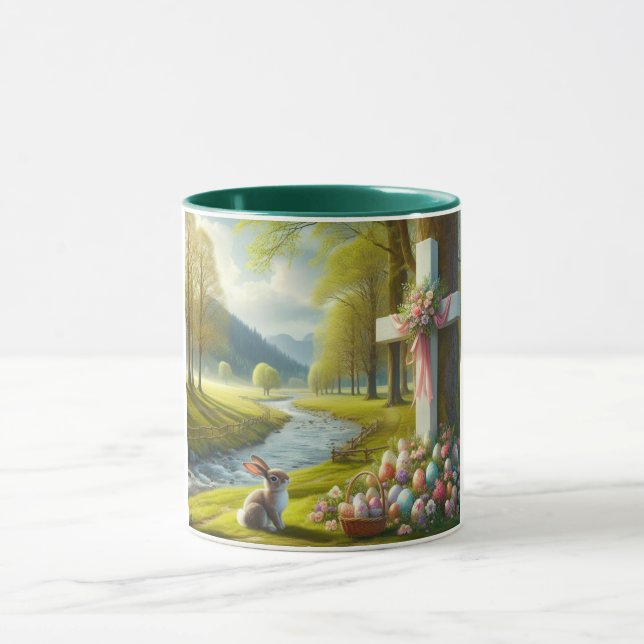 Mug Croix de Pâques avec lapin et oeufs (Centre)