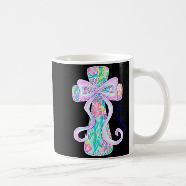 Mug Croix de Pâques chrétienne Fleurie Religieuse Ress (Droite)