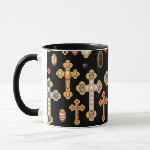 Mug Croix de pierres de naissance fausses et pierres p