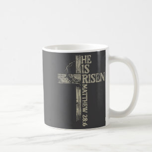 Mug Croix de style rétro vintage Il est ressuscité Jés