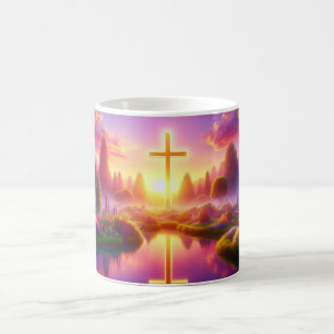 Mug Croix d'or dans un paradis céleste