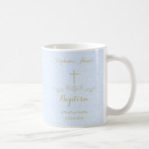 Mug Croix d'or et Laurels en bleu clair