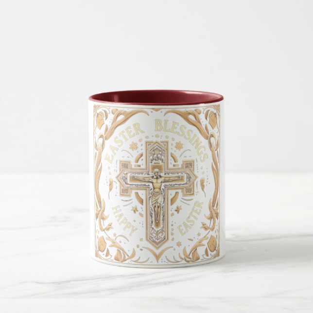 Mug Croix d'or Ornate Pâques Bénédiction Mens (Centre)