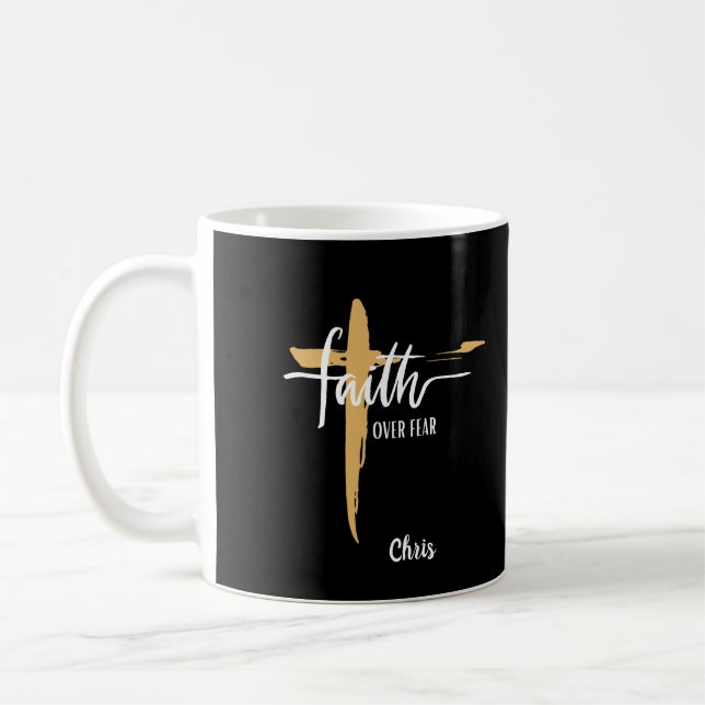 Mug Croix dorée Foi Sur La Peur (Gauche)
