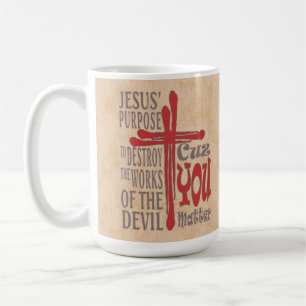Mug Croix du Christ sang rouge gouttes Cuz You Matt