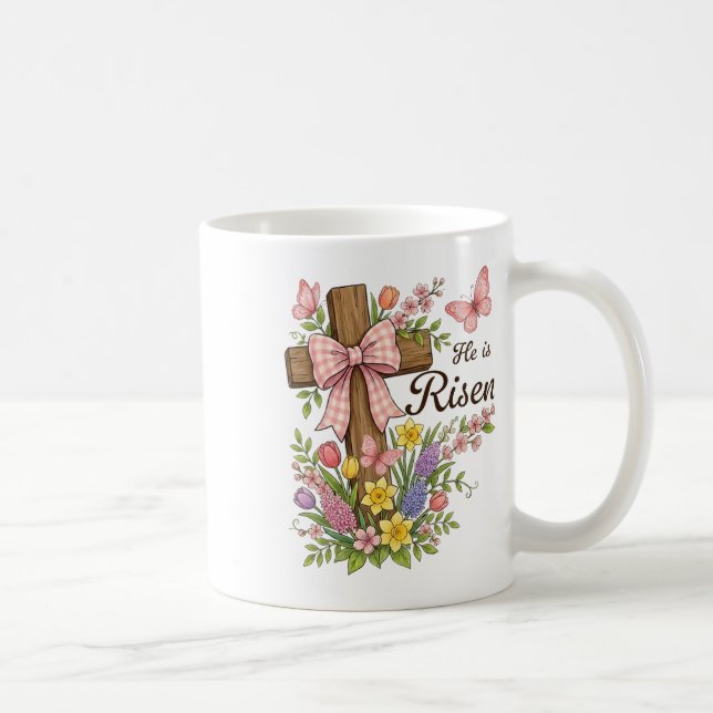 Mug Croix florale chrétienne - Il est ressuscité Relig (Droite)