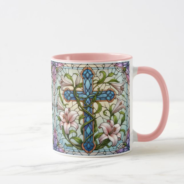 Mug Croix florale en verre tendu (Droite)