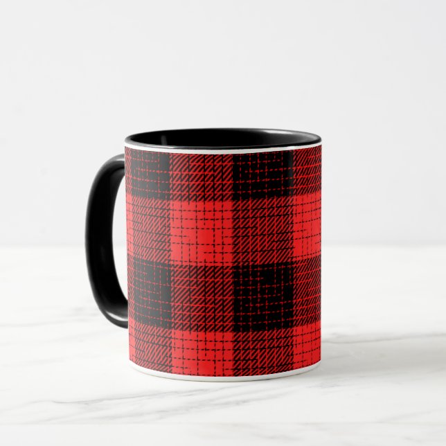 Mug Croix Noir et Rouge Hachuré Buffalo à carreaux (Devant gauche)