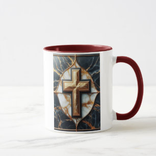 Mug Croix noire et Marbre blanc dévoilée avec or