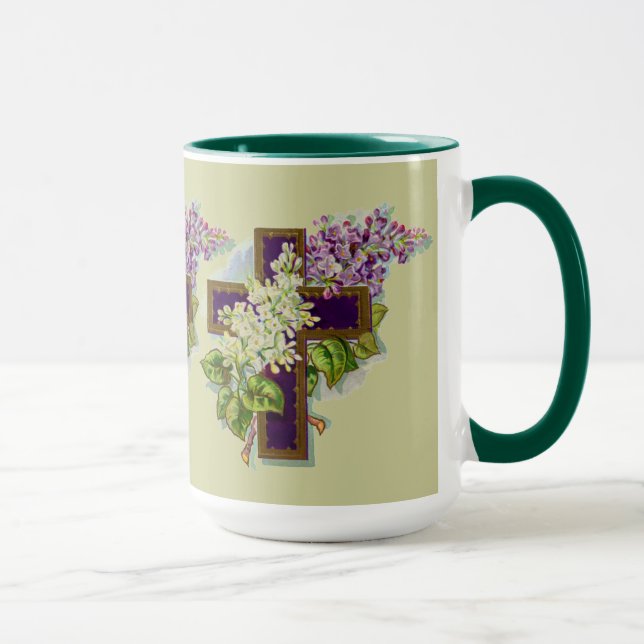 Mug Croix pourpre avec des fleurs (Droite)