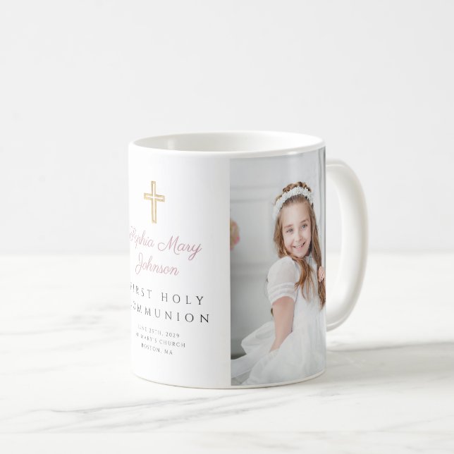 Mug Croix religieuse Première communion de fille Photo (Devant droit)