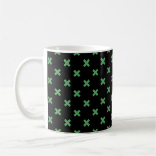Mug Croix verte coutures sur noir