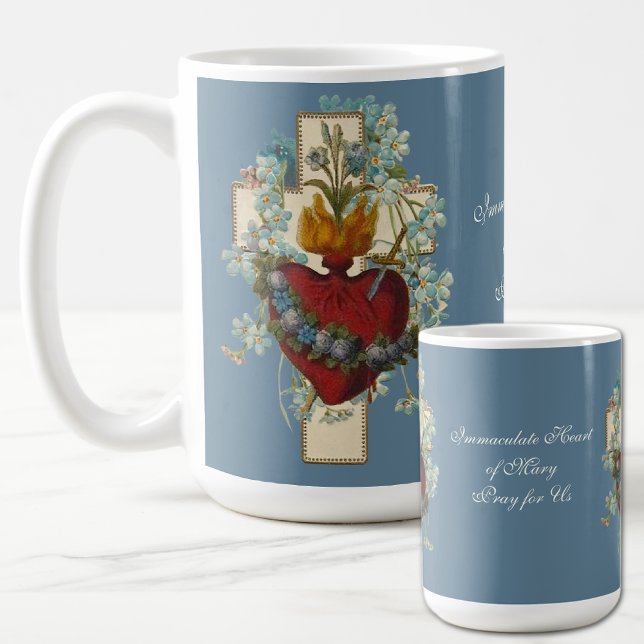 Mug Croix Vierge Marie Immaculée Coeur Religieux (CATHOLIC IMMACULATE HEART OF MARY COFFEE MUGS)