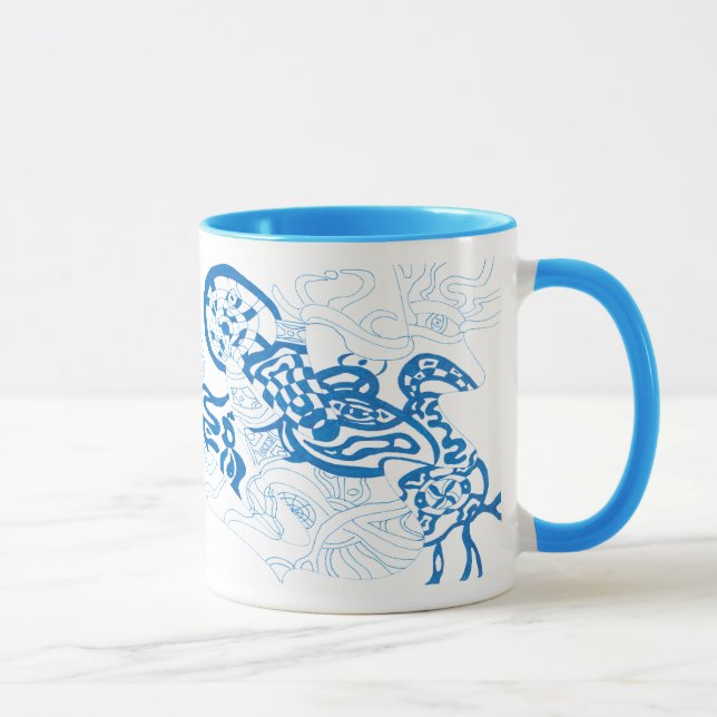 Mug Croquis abstrait "bleu" (Droite)