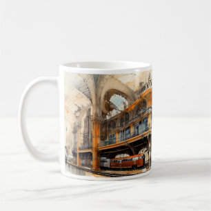 Mug Croquis captivant d'une gare Vintage