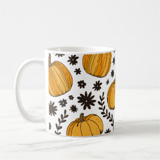 Mug Croquis citrouilles : motif sans couture dessiné à
