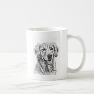 Mug Croquis de charbon de bois de golden retriever