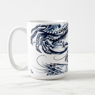Mug Croquis de fruits de mer nautiques homard crabe