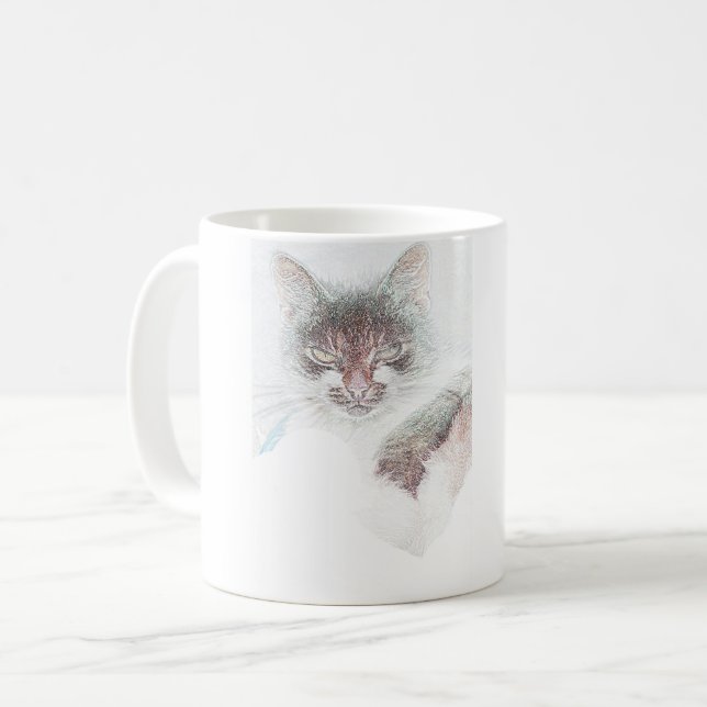 Mug Croquis de la face de cate en colère (Devant gauche)