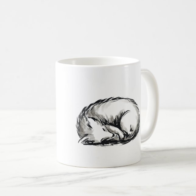 Mug Croquis de renard mignon avec nom (Devant droit)