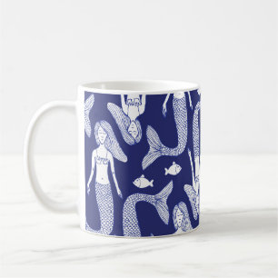 Mug Croquis de sirène : Motif de poisson Vintage.