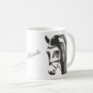 Mug Croquis de tête de cheval personnalisé en gris