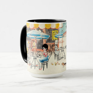Mug Croquis mignon de scène de la France Café