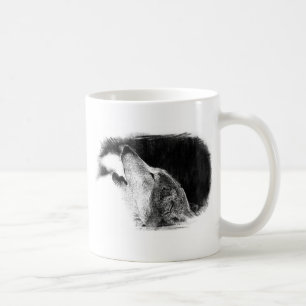 Mug Croquis noir et blanc Loup gris