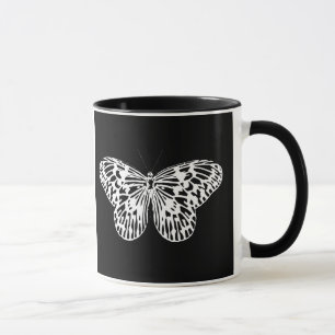 Mug Croquis papillon, blanc et noir