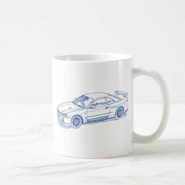 Mug Croquis R34 2000 GTR d'horizon de NIS (Droite)