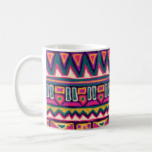 Mug Croquis tribaux : motif aztèque dessiné à la main.