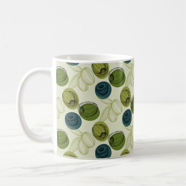 Mug Croquis vert Olive Dessin Cuisine Motif (Gauche)
