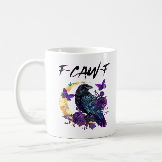 Mug Crow F Caw F Funny Bird Moon Gothic Design (Gauche)