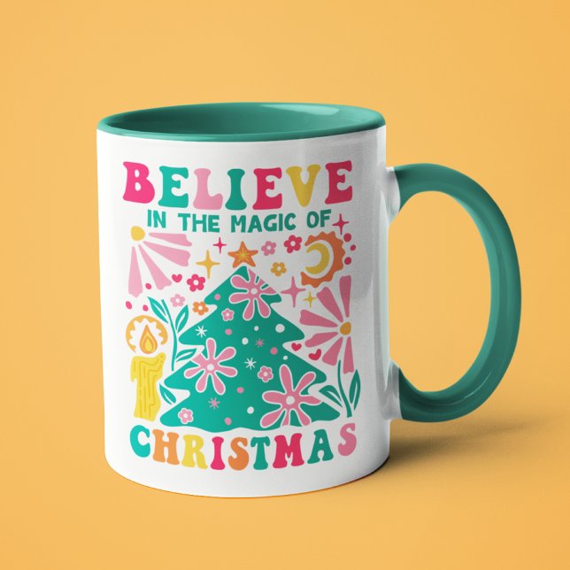 Mug Croyez à la Magie de Noël Rétro Boho (Créateur téléchargé)