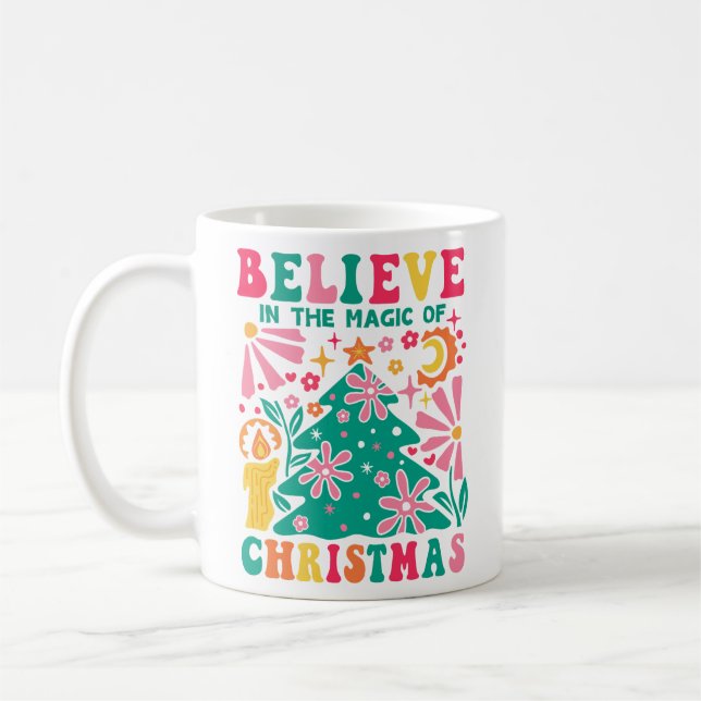 Mug Croyez En La Magie De Noël Retro Boho Tri-B (Gauche)