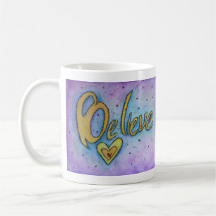 Mug Croyez Heart Inspirational Word Art Coffee Cup
