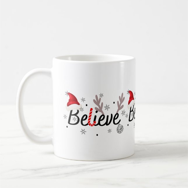 Mug Croyez le T-shirt Père Noël Pyjamas de Noël (Gauche)