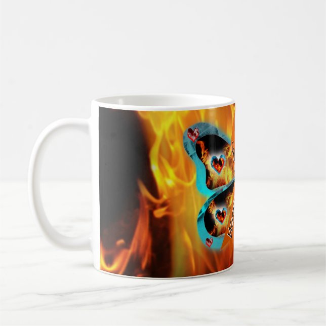 Mug CRPS RSD Guerrier Survior Ruban Bouton Feu de papi (Gauche)