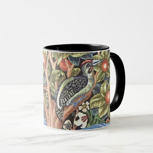 Mug Cru floral de tapisserie de pivert de William (Devant droit)