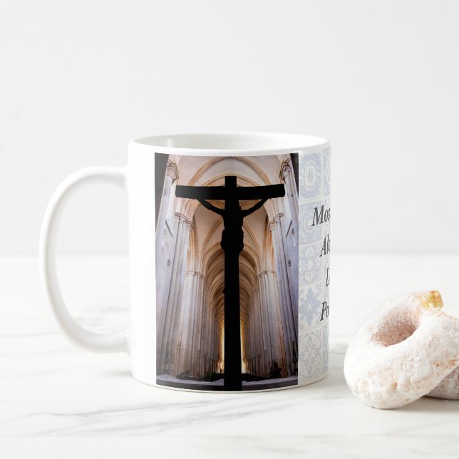 Mug Crucifix avec Jésus-Christ. Abbaye gothique d'Alco (Avec donut)