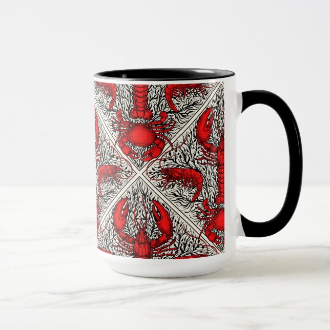 Mug Crustacés en rouge, noir et ivoire (Droite)