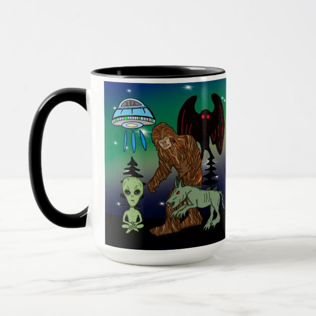Mug Cryptides, Bigfoot, Sasquatch, Mothman, Alien, OVN (Gauche)