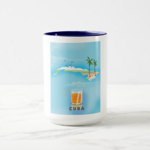 Mug Cuba carte illustrée de voyage affiche