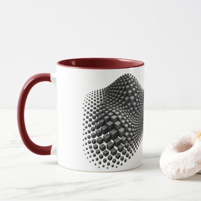 Mug Cube de métal ondulant (Avec donut)