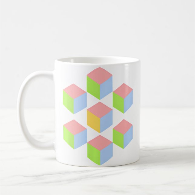 Mug Cube d'illusion optique isométrique pastel géométr (Gauche)